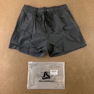 Silkworld Men's Size XS Gray Nylon Drawstring Mesh Lined Swim Shorts New